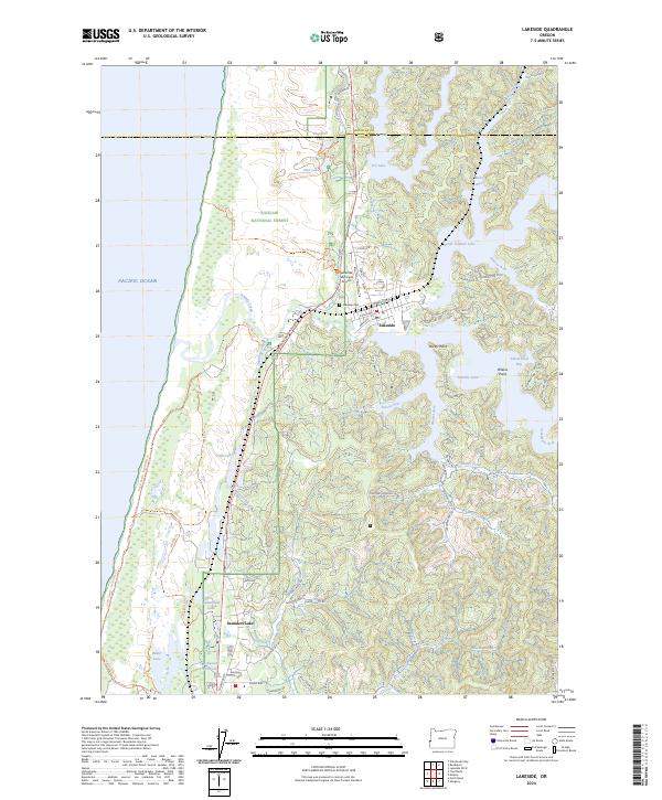 US Topo 7.5-minute map for Lakeside OR