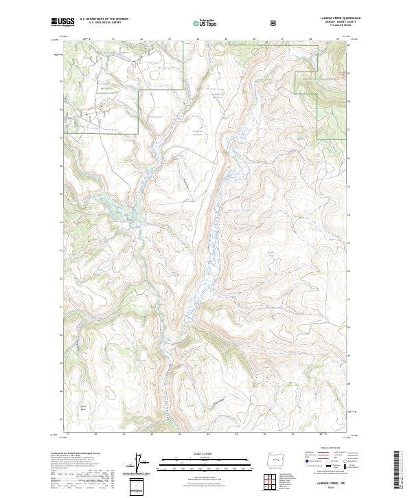 US Topo 7.5-minute map for Landing Creek OR