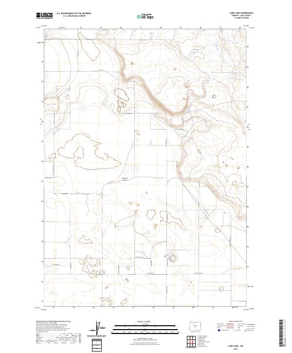 US Topo 7.5-minute map for Lane Lake OR