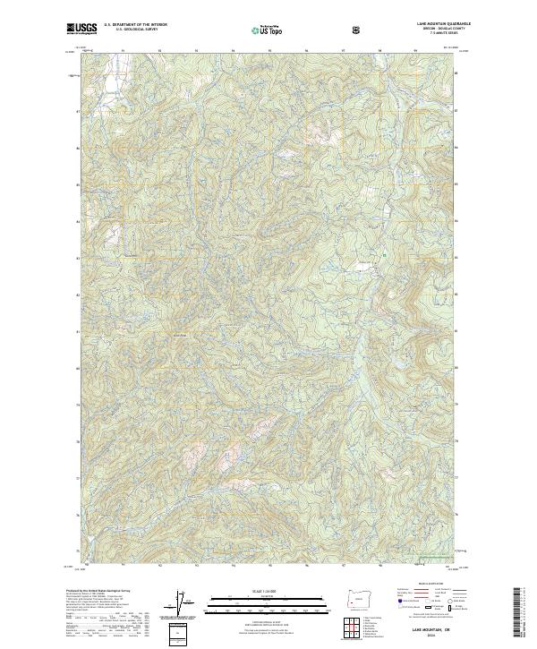 US Topo 7.5-minute map for Lane Mountain OR