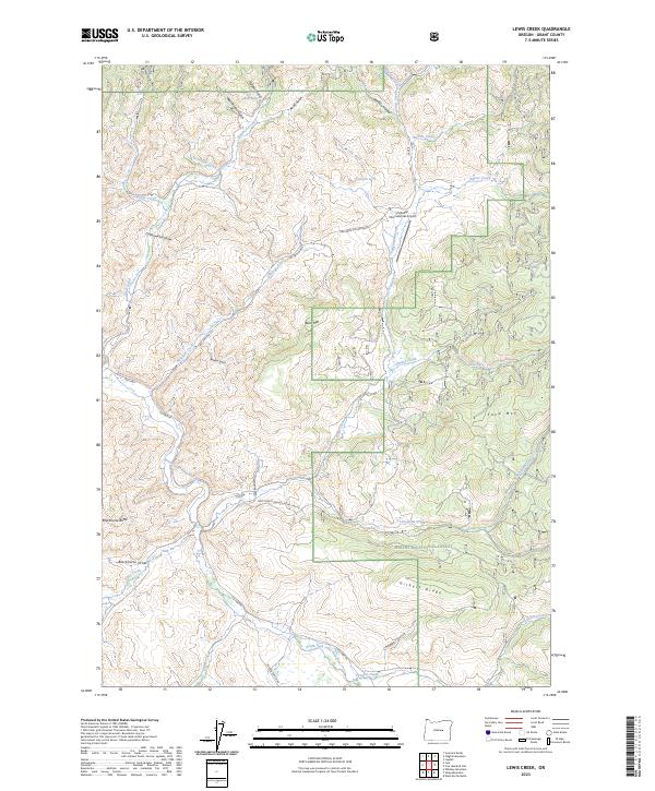 US Topo 7.5-minute map for Lewis Creek OR