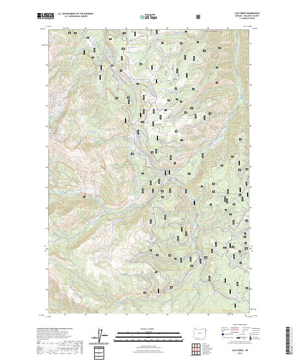 US Topo 7.5-minute map for Lick Creek OR