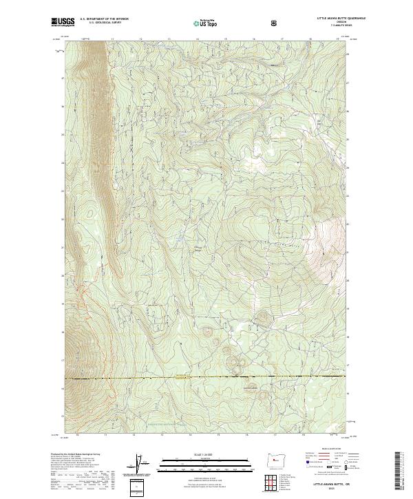 US Topo 7.5-minute map for Little Akawa Butte OR