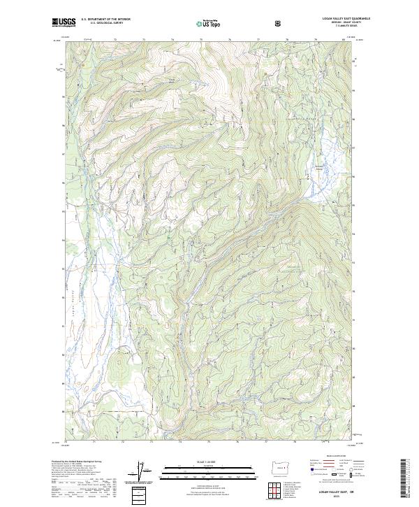 US Topo 7.5-minute map for Logan Valley East OR