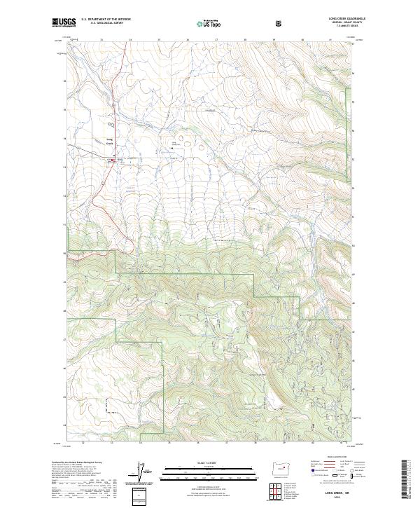 US Topo 7.5-minute map for Long Creek OR