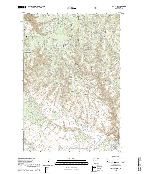 US Topo 7.5-minute map for McIntyre Creek OR