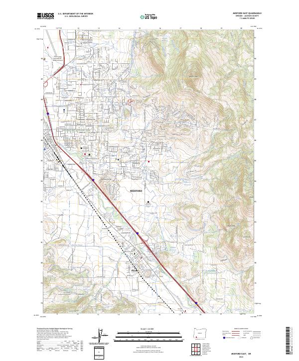 US Topo 7.5-minute map for Medford East OR