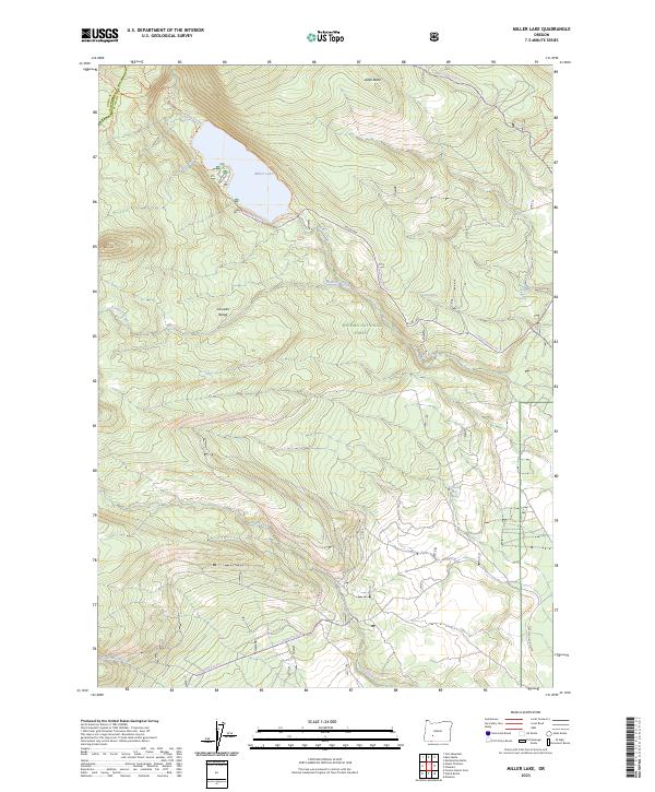 US Topo 7.5-minute map for Miller Lake OR