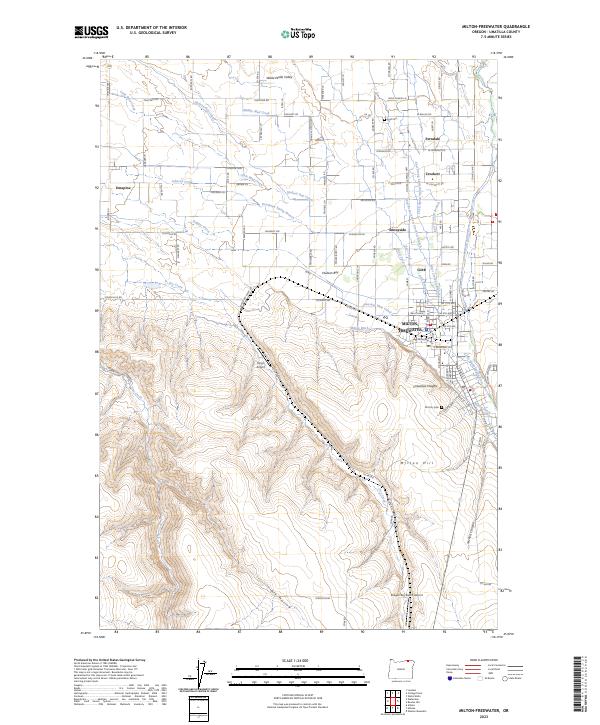 US Topo 7.5-minute map for Milton-Freewater OR