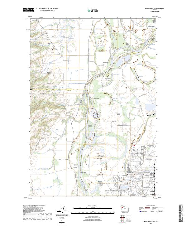US Topo 7.5-minute map for Mission Bottom OR