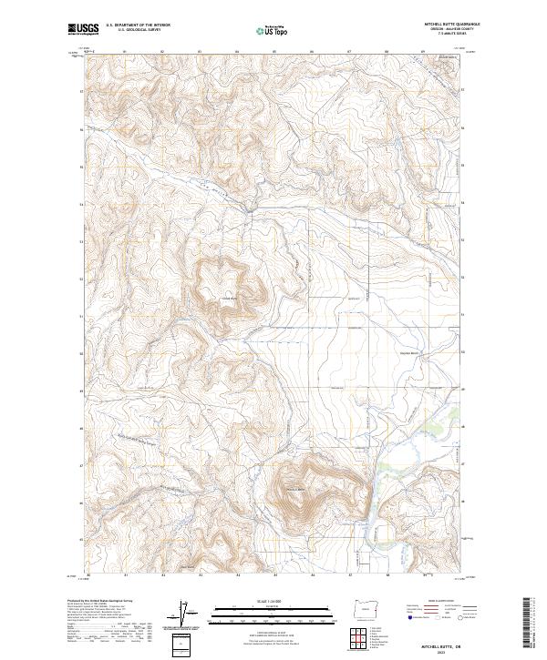 US Topo 7.5-minute map for Mitchell Butte OR