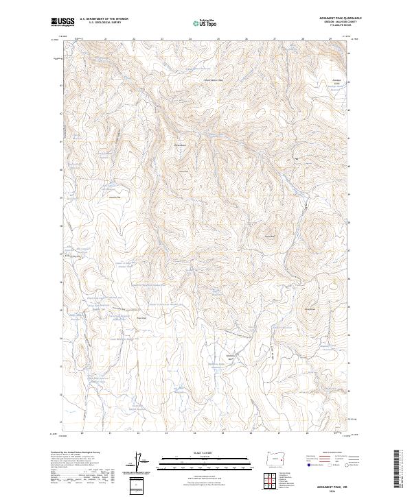 US Topo 7.5-minute map for Monument Peak OR