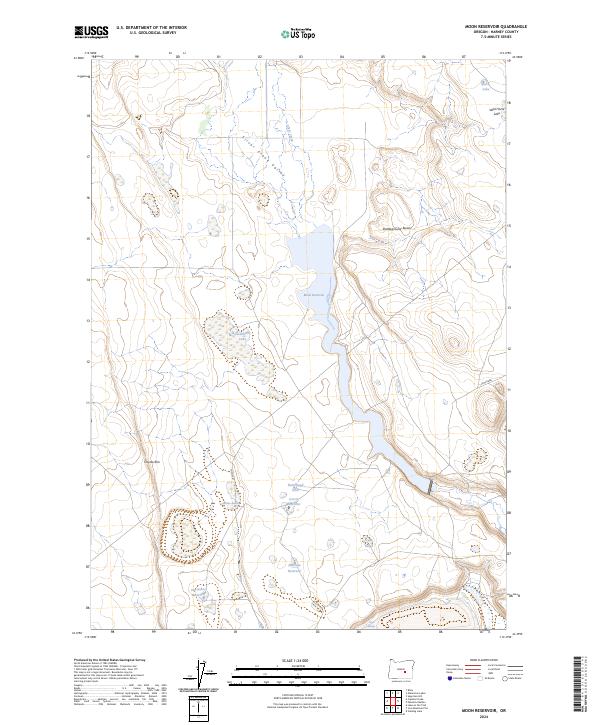 US Topo 7.5-minute map for Moon Reservoir OR