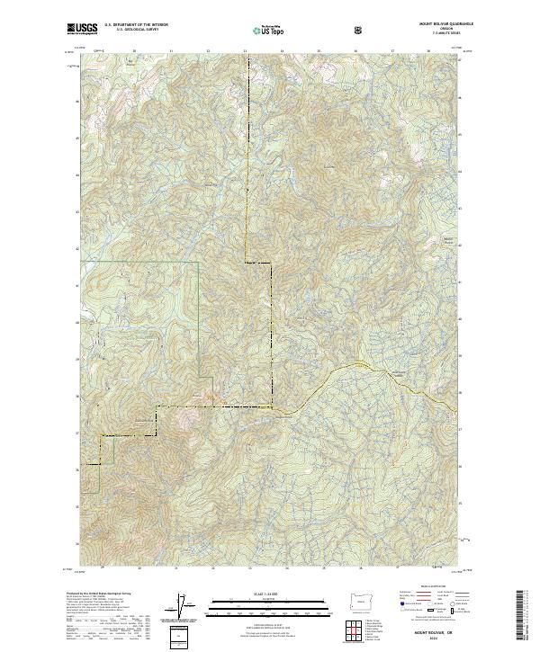 US Topo 7.5-minute map for Mount Bolivar OR