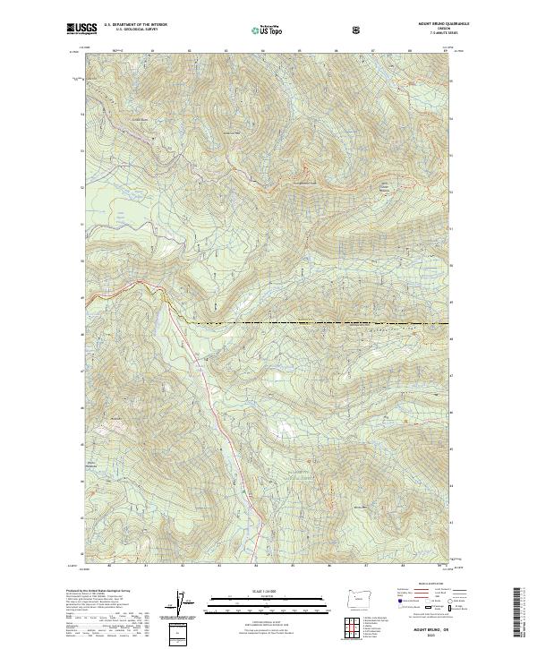 US Topo 7.5-minute map for Mount Bruno OR