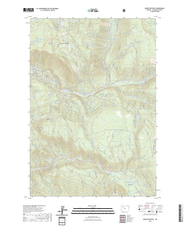US Topo 7.5-minute map for Mount Mitchell OR