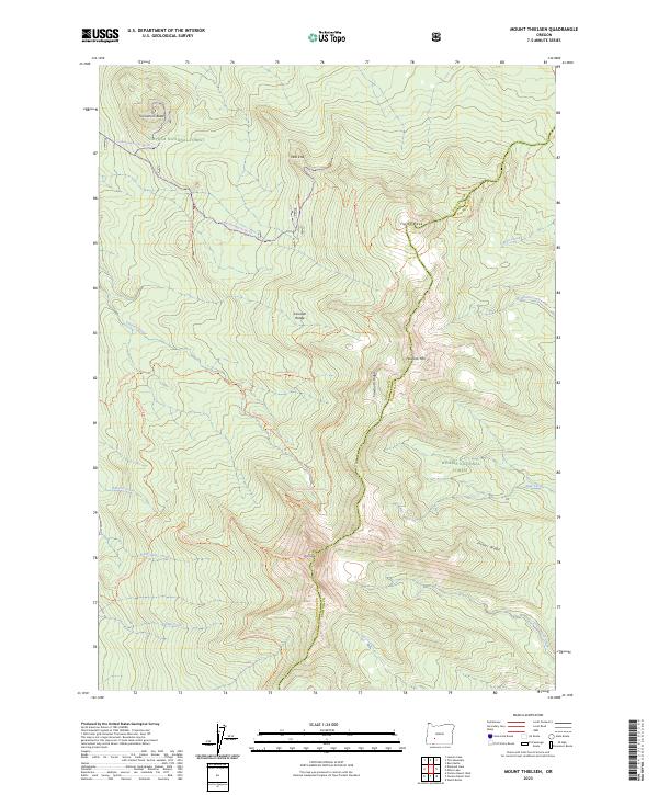 US Topo 7.5-minute map for Mount Thielsen OR