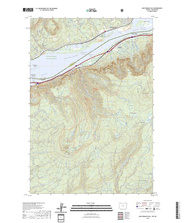 US Topo 7.5-minute map for Multnomah Falls ORWA