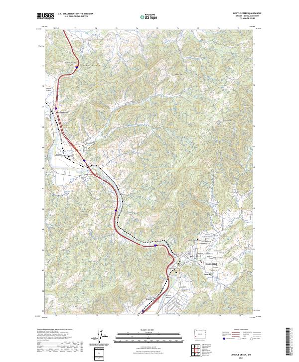 US Topo 7.5-minute map for Myrtle Creek OR
