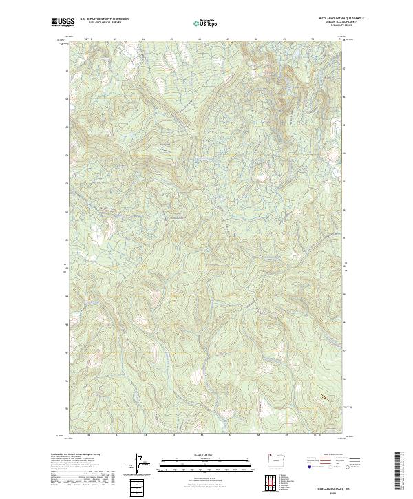 US Topo 7.5-minute map for Nicolai Mountain OR