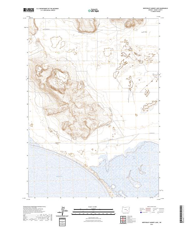US Topo 7.5-minute map for Northeast Harney Lake OR