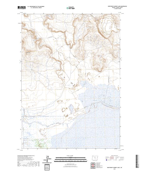 US Topo 7.5-minute map for Northwest Harney Lake OR