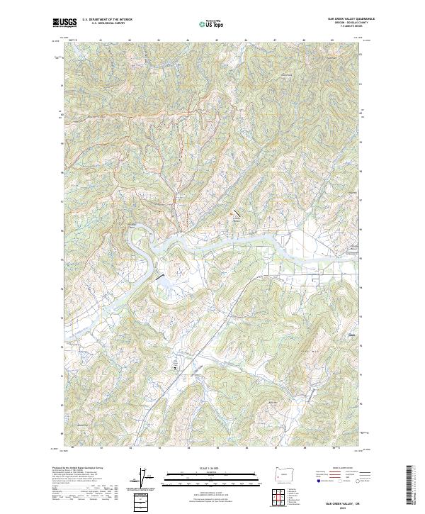 US Topo 7.5-minute map for Oak Creek Valley OR