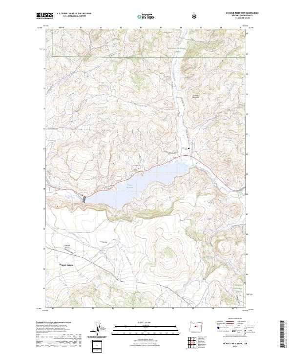 US Topo 7.5-minute map for Ochoco Reservoir OR