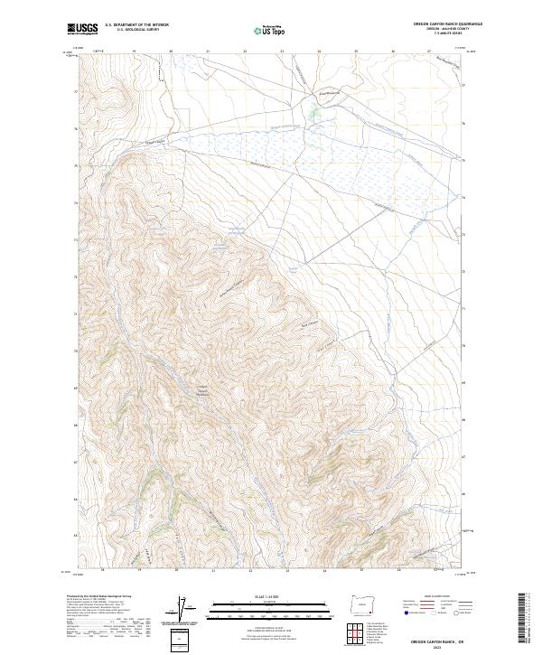 US Topo 7.5-minute map for Oregon Canyon Ranch OR