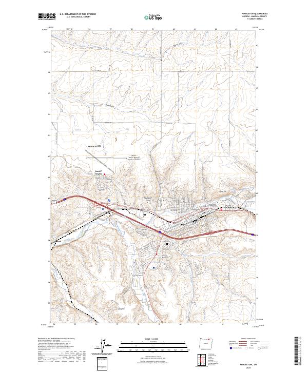US Topo 7.5-minute map for Pendleton OR