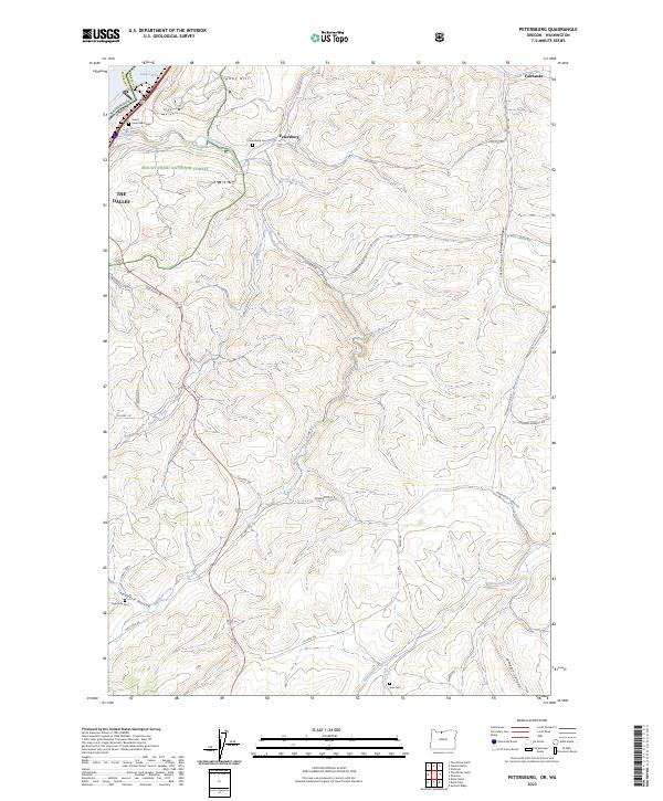 US Topo 7.5-minute map for Petersburg ORWA