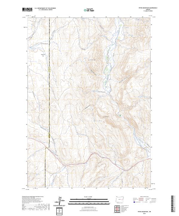 US Topo 7.5-minute map for Petes Mountain OR