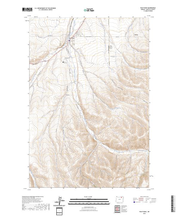 US Topo 7.5-minute map for Pilot Rock OR