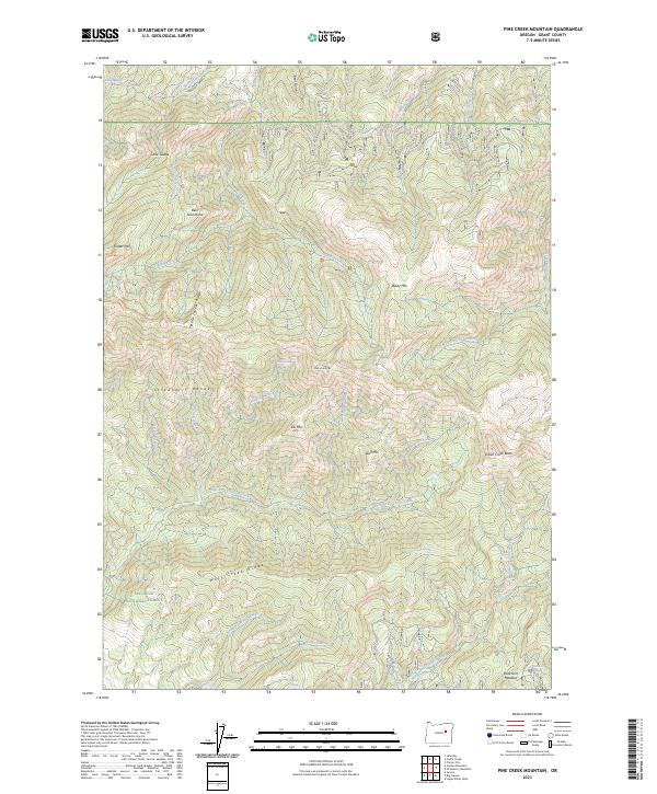 US Topo 7.5-minute map for Pine Creek Mountain OR