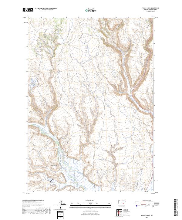 US Topo 7.5-minute map for Poison Creek OR