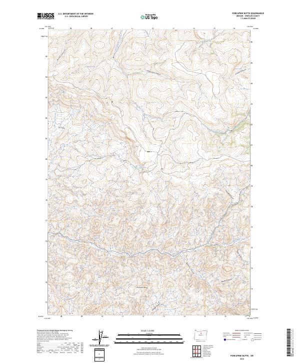 US Topo 7.5-minute map for Porcupine Butte OR