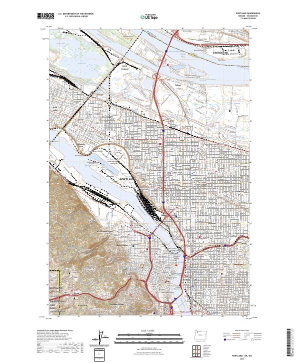 US Topo 7.5-minute map for Portland ORWA