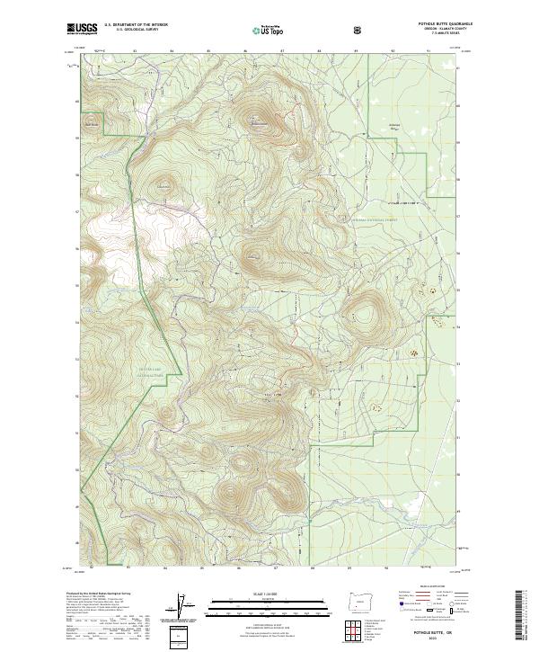 US Topo 7.5-minute map for Pothole Butte OR