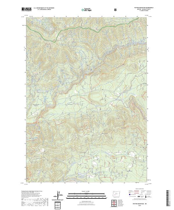 US Topo 7.5-minute map for Potter Mountain OR