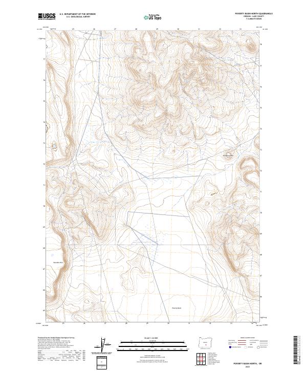 US Topo 7.5-minute map for Poverty Basin North OR