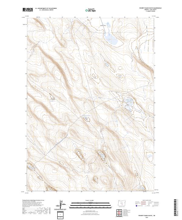 US Topo 7.5-minute map for Poverty Basin South OR