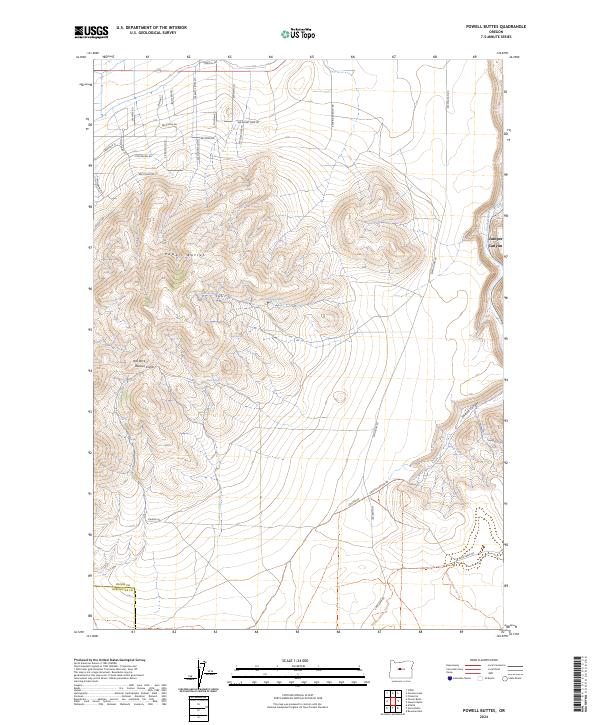 US Topo 7.5-minute map for Powell Buttes OR