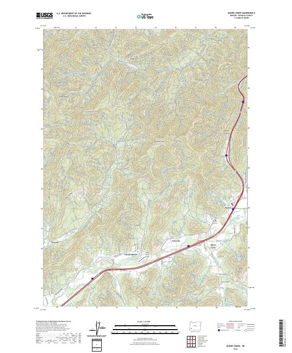 US Topo 7.5-minute map for Quines Creek OR