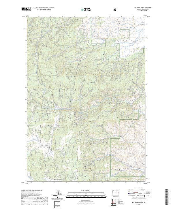 US Topo 7.5-minute map for Rail Creek Butte OR