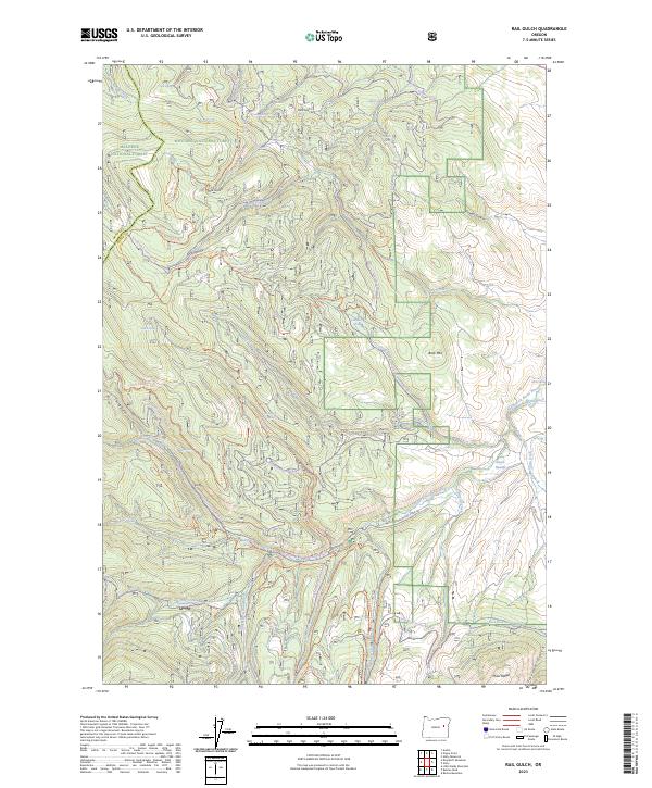US Topo 7.5-minute map for Rail Gulch OR