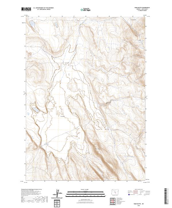 Completed Rams Map US Topo 7.5-minute map for Rams Butte OR – American Map Store