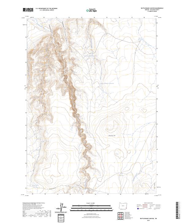 US Topo 7.5-minute map for Rattlesnake Canyon OR
