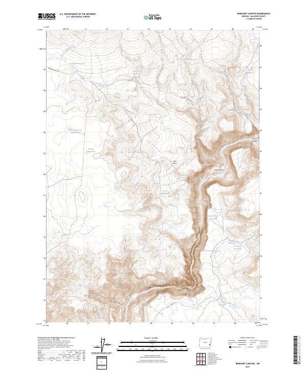 US Topo 7.5-minute map for Rinehart Canyon OR