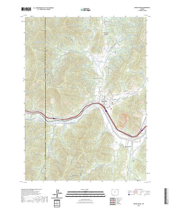 US Topo 7.5-minute map for Rogue River OR