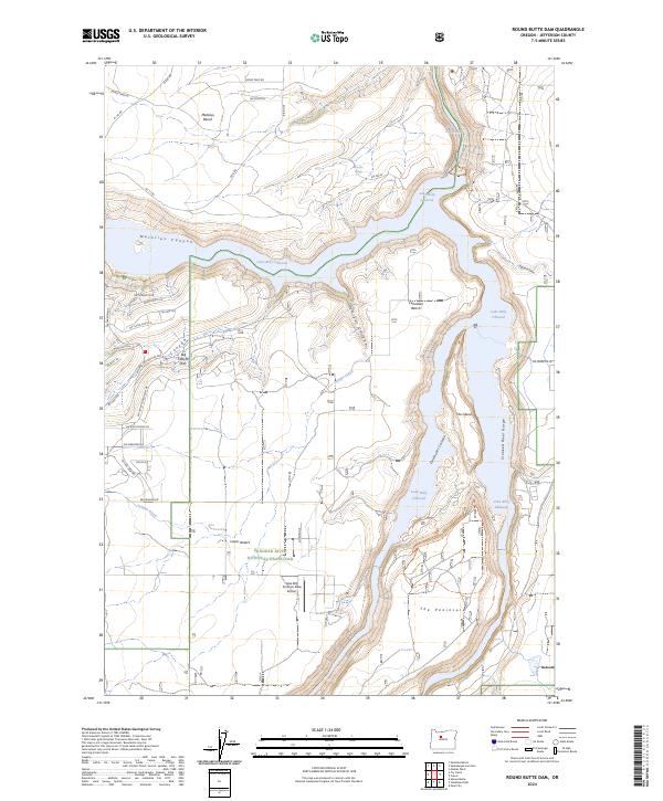 US Topo 7.5-minute map for Round Butte Dam OR